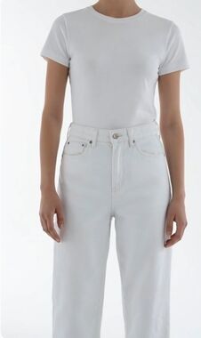 Chico's So Slimming White Cotton Girlfriend Cropped Jeans Sz 6 0.5 33W VG